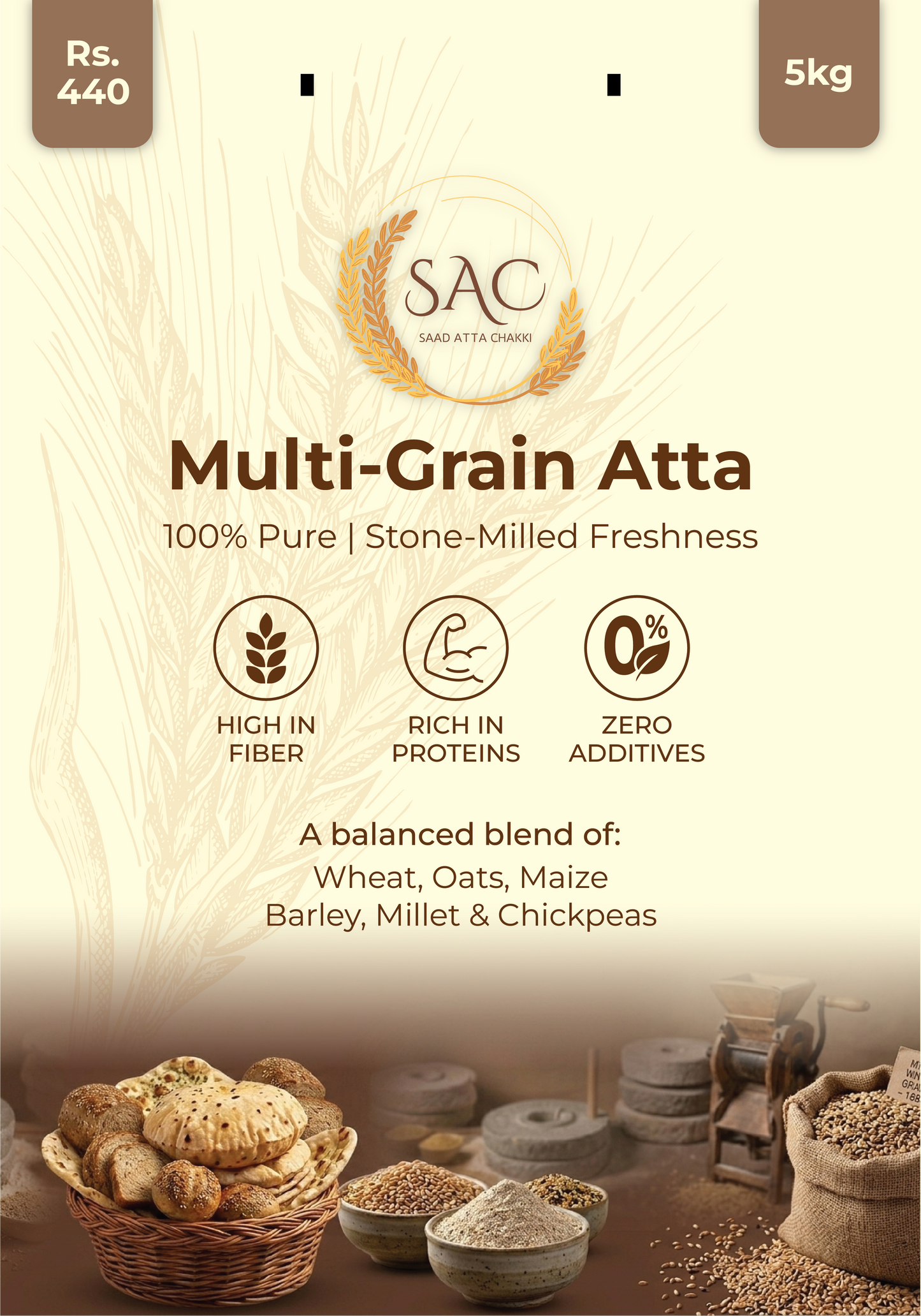 Multi Grain Atta / Flour (ملٹی گرین آٹا) / - Made with 6 Natural Ingredients