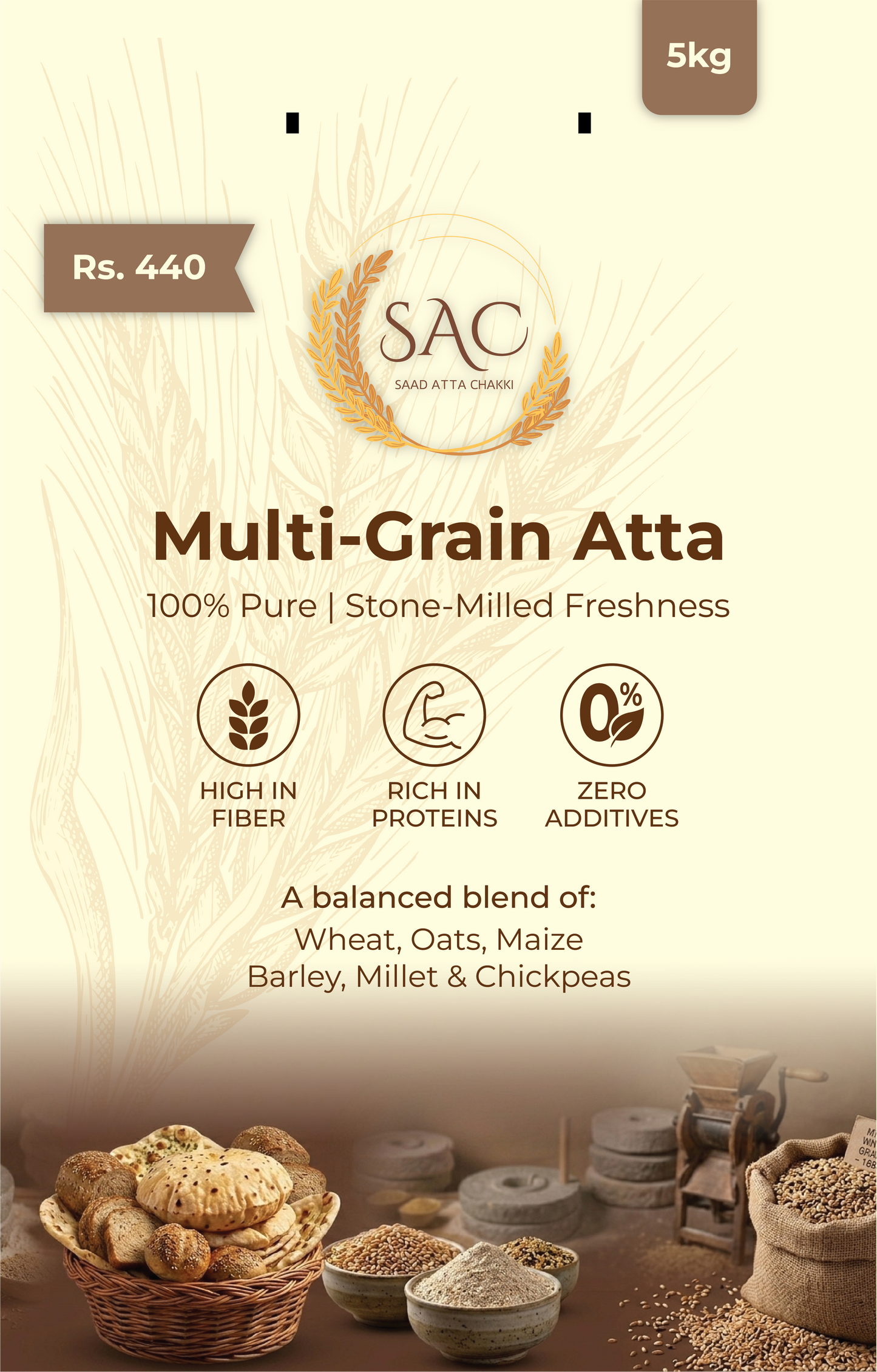 Multi Grain Atta / Flour (ملٹی گرین آٹا) / - Made with 6 Natural Ingredients
